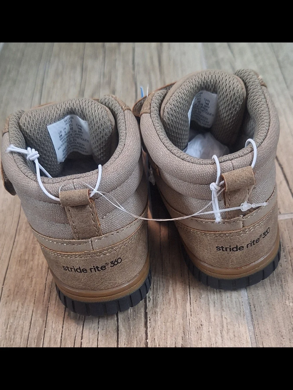 Stride Rite 360 Melvin Taupe Toddler Boots Size 6M Hook & Loop Rugged Casual